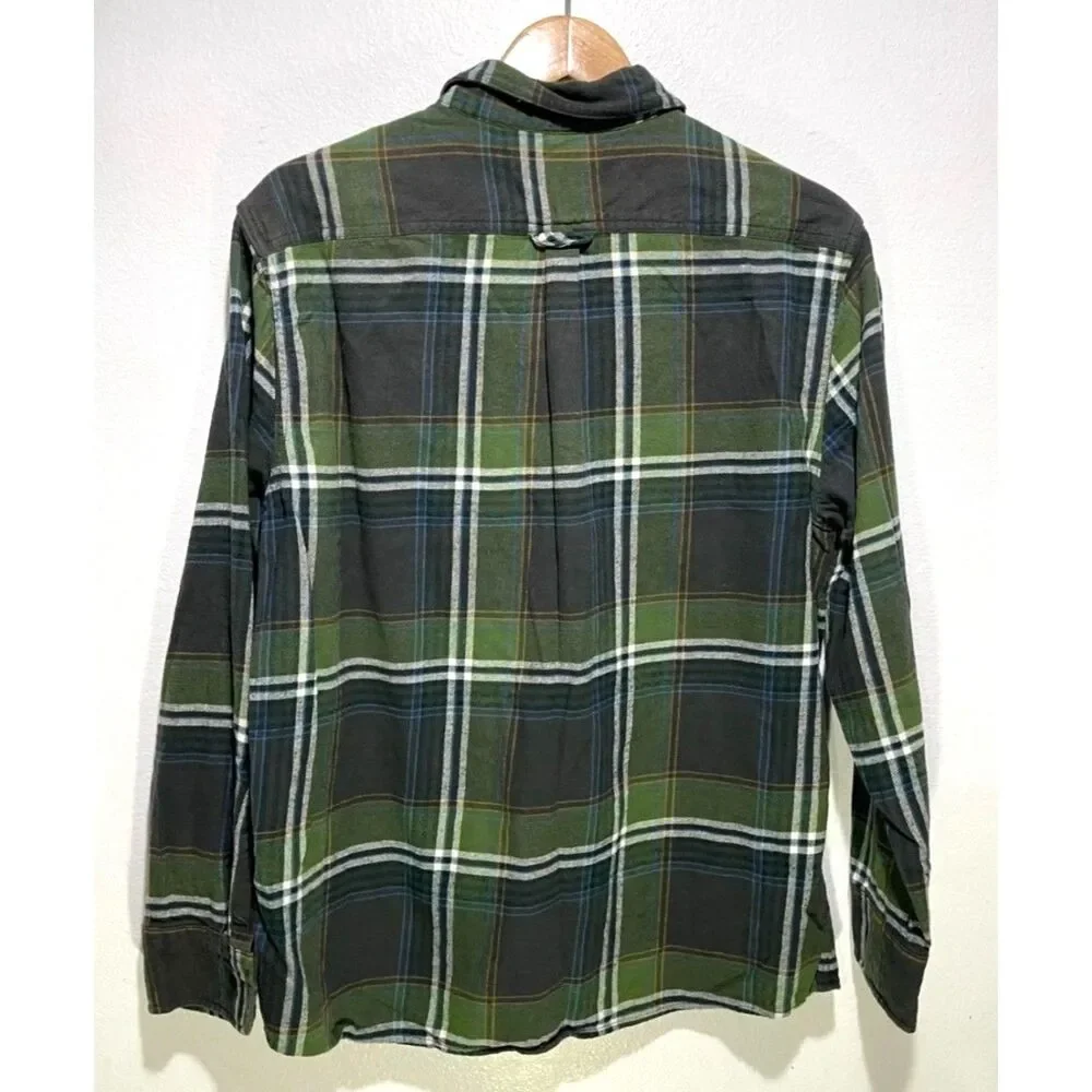 Eddie Bauer buttonup shirt plaid flannel fall winter green casual country men XL